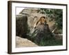 Male Lion Sleeping on a Rock in Africa-John Dominis-Framed Photographic Print