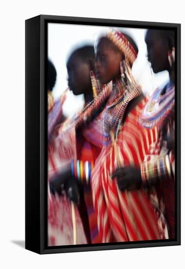 Male Maasai Dancers, Amboseli National Park, Kenya-Paul Joynson Hicks-Framed Stretched Canvas