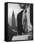 Male Model Wearing the Latest Trend with a photogrpahic fabric rendition-Nina Leen-Framed Stretched Canvas