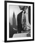 Male Model Wearing the Latest Trend with a photogrpahic fabric rendition-Nina Leen-Framed Photographic Print