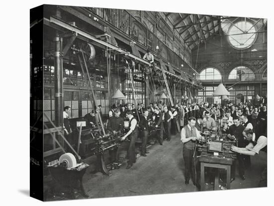 Male Munitions Workers in Engineering Shop, School of Building, Brixton, London, 1915-null-Stretched Canvas