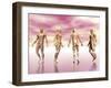 Male Muscular System from Four Points of View, Pink Background-null-Framed Art Print