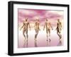 Male Muscular System from Four Points of View, Pink Background-null-Framed Art Print