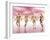 Male Muscular System from Four Points of View, Pink Background-null-Framed Art Print