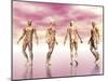 Male Muscular System from Four Points of View, Pink Background-null-Mounted Art Print