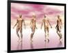 Male Muscular System from Four Points of View, Pink Background-null-Framed Art Print