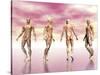 Male Muscular System from Four Points of View, Pink Background-null-Stretched Canvas