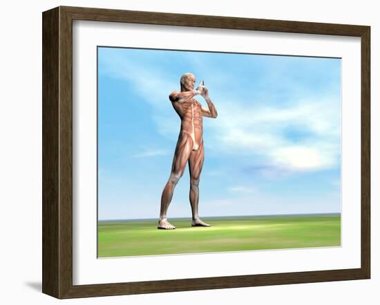 Male Musculature Standing on the Green Grass-null-Framed Art Print