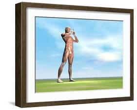 Male Musculature Standing on the Green Grass-null-Framed Art Print