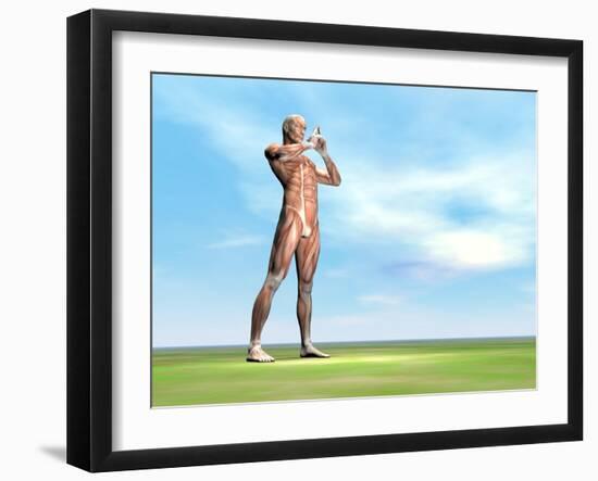 Male Musculature Standing on the Green Grass-null-Framed Art Print