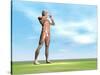 Male Musculature Standing on the Green Grass-null-Stretched Canvas