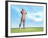 Male Musculature Standing on the Green Grass-null-Framed Art Print