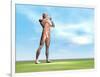 Male Musculature Standing on the Green Grass-null-Framed Art Print