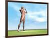 Male Musculature Standing on the Green Grass-null-Framed Art Print