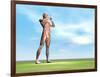 Male Musculature Standing on the Green Grass-null-Framed Art Print