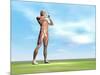 Male Musculature Standing on the Green Grass-null-Mounted Art Print