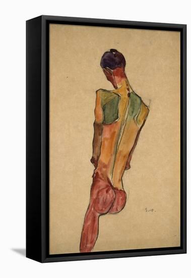 Male Nude, Back View-Egon Schiele-Framed Stretched Canvas