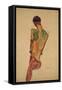 Male Nude, Back View-Egon Schiele-Framed Stretched Canvas