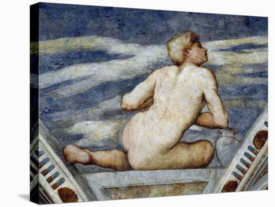 Male Nude, Detail of Frescoes-Girolamo Romanino-Stretched Canvas