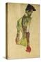 Male Nude in Profile Facing Right-Egon Schiele-Stretched Canvas