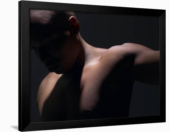 Male Nude in Shadows-null-Framed Photographic Print