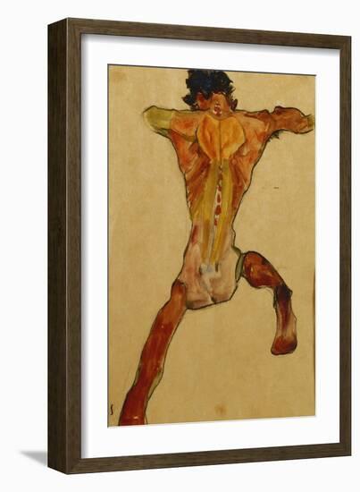 Male Nude Seen from Back; Mannlicher Ruckenakt, 1910-Egon Schiele-Framed Giclee Print
