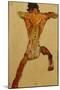 Male Nude Seen from Back; Mannlicher Ruckenakt, 1910-Egon Schiele-Mounted Giclee Print