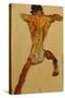 Male Nude seen from Back-Egon Schiele-Stretched Canvas