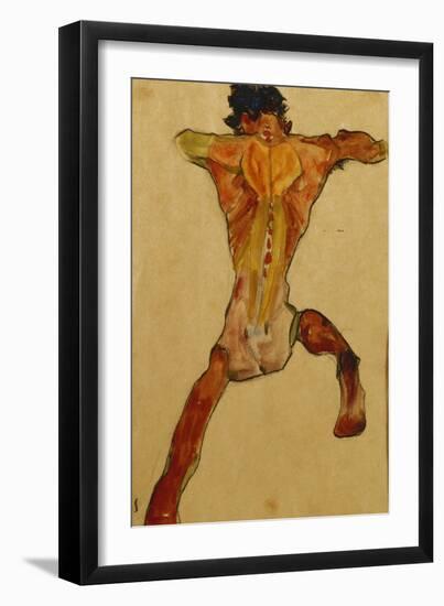 Male Nude seen from Back-Egon Schiele-Framed Giclee Print