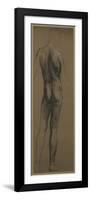 Male Nude Study (Black and White Chalk on Brown Paper)-Evelyn De Morgan-Framed Giclee Print