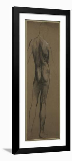 Male Nude Study (Black and White Chalk on Brown Paper)-Evelyn De Morgan-Framed Giclee Print