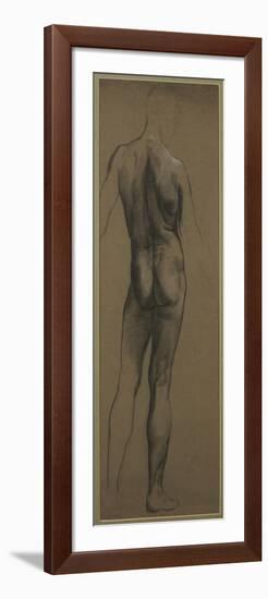 Male Nude Study (Black and White Chalk on Brown Paper)-Evelyn De Morgan-Framed Giclee Print