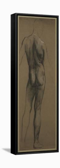 Male Nude Study (Black and White Chalk on Brown Paper)-Evelyn De Morgan-Framed Stretched Canvas