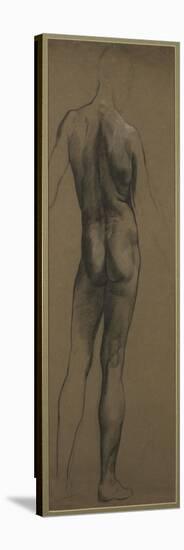 Male Nude Study (Black and White Chalk on Brown Paper)-Evelyn De Morgan-Stretched Canvas