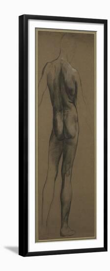 Male Nude Study (Black and White Chalk on Brown Paper)-Evelyn De Morgan-Framed Premium Giclee Print