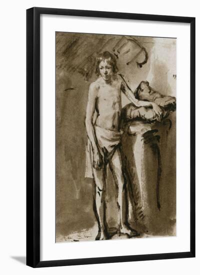Male Nude, Upright, Around 1646-Rembrandt van Rijn-Framed Giclee Print