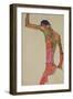 Male Nude with Arm Raised - Oeuvre D'egon Schiele (1890-1918) - 1910 - Watercolour and Coal on Pape-Egon Schiele-Framed Giclee Print