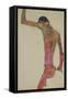 Male Nude with Arm Raised-Egon Schiele-Framed Stretched Canvas