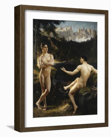 Male Nudes by a River in an Alpine Landscape-Hofer Gottfried-Framed Giclee Print