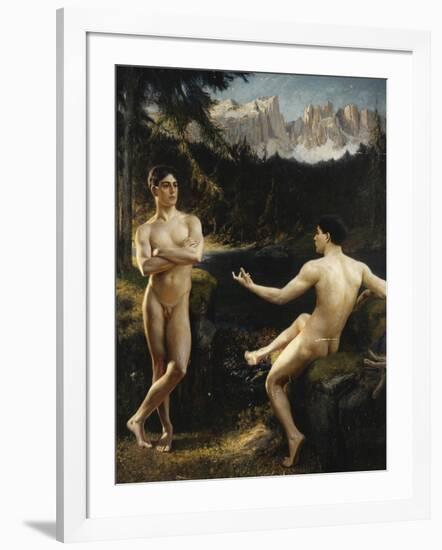 Male Nudes by a River in an Alpine Landscape-Hofer Gottfried-Framed Giclee Print