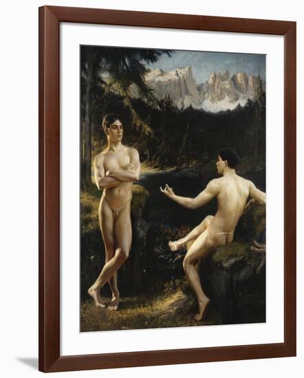 Male Nudes by a River in an Alpine Landscape-Hofer Gottfried-Framed Giclee Print