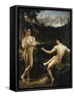 Male Nudes by a River in an Alpine Landscape-Hofer Gottfried-Framed Stretched Canvas