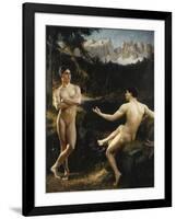 Male Nudes by a River in an Alpine Landscape-Hofer Gottfried-Framed Premium Giclee Print