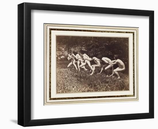 Male Nudes in Standing Tug of War, Outdoors, C.1883-Thomas Cowperthwait Eakins-Framed Premium Giclee Print