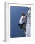 Male Rock Climber Reaching for a Grip-null-Framed Photographic Print