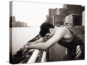 Male Runner Exhausted after Training Run, New York, New York, USA-null-Stretched Canvas