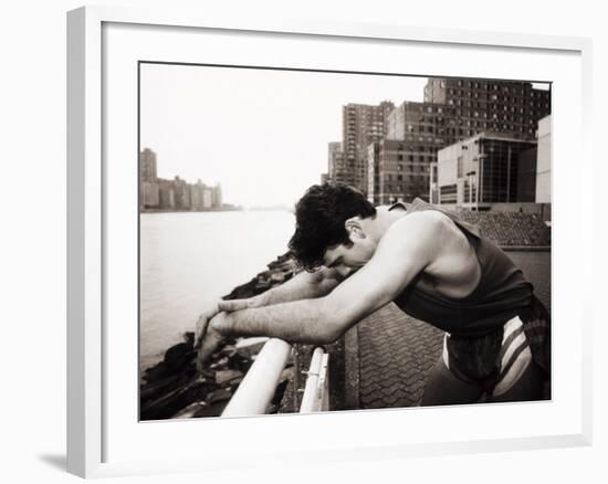 Male Runner Exhausted after Training Run, New York, New York, USA-null-Framed Photographic Print