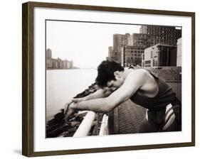 Male Runner Exhausted after Training Run, New York, New York, USA-null-Framed Photographic Print