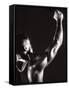 Male Runner Holding Up a Relay Baton-null-Framed Stretched Canvas