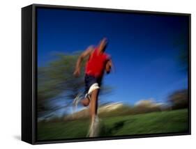 Male Runner Out for a Fitness Run, New York, New York, USA-Chris Trotman-Framed Stretched Canvas